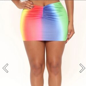 Fashion Nova Rainbow Festival Micro Mini Skirt Sz 1X